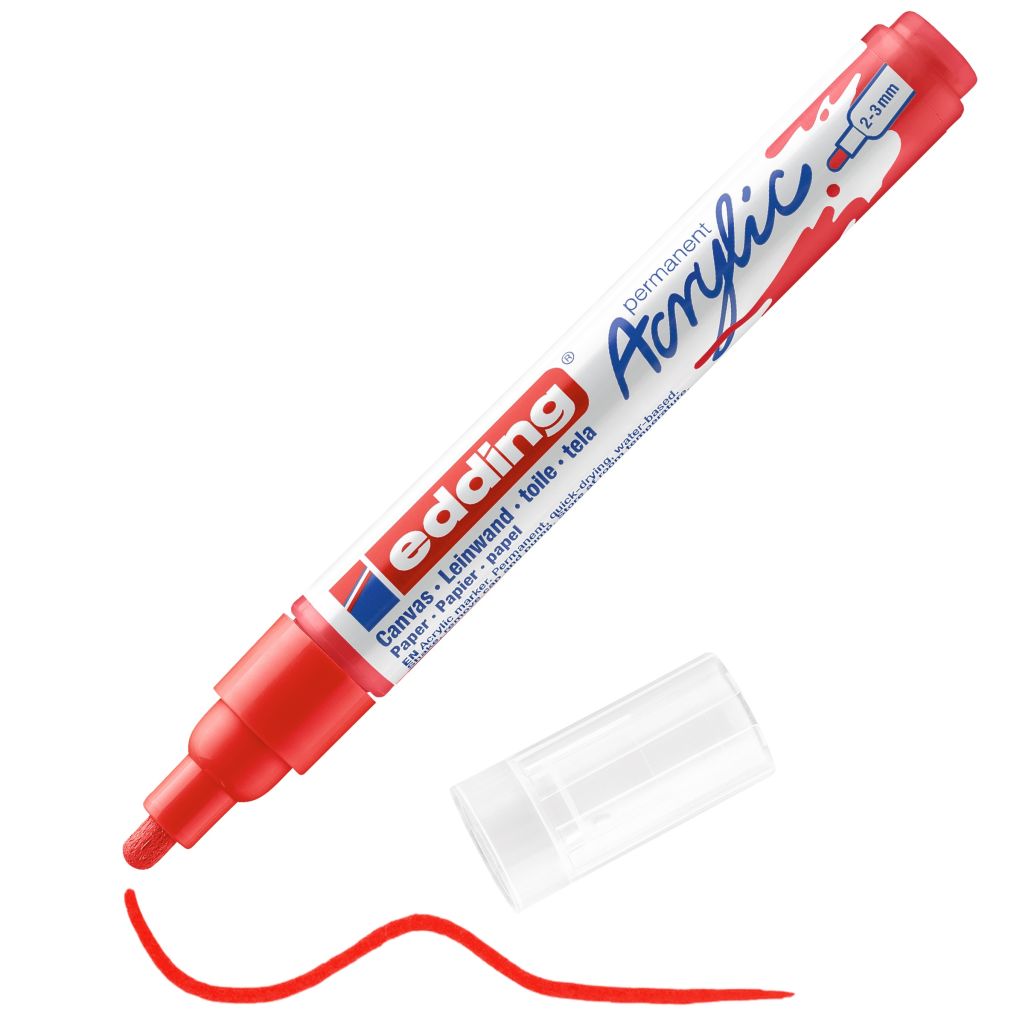 Edding 5100 Acrylic Paint Marker - Traffic Red (902) Medium Round Tip (2 - 3 MM)