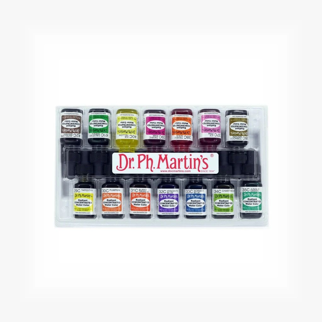 Dr. Ph. Martin's Radiant CONCENTRATED Water Color Paint - 14X15 ml Bottles - Set C