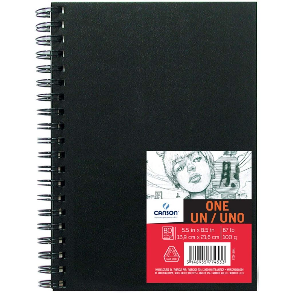 Canson One Art Book - Fine Grain 100 GSM - A5 (14 x 21.6 cm or 5.5 x 8.5