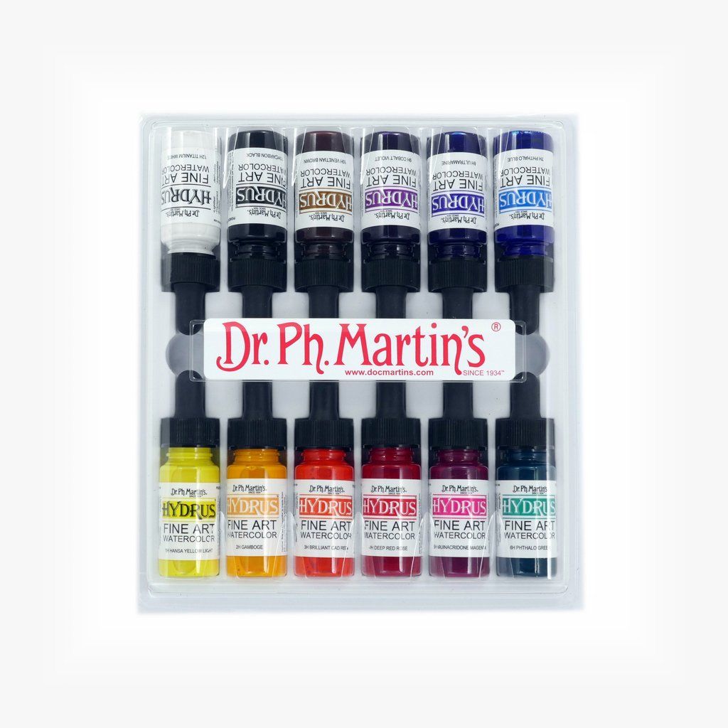 Dr. Ph. Martin's Hydrus Fine Art Watercolor Paint - 12 x 15 ml Bottles - Set 1