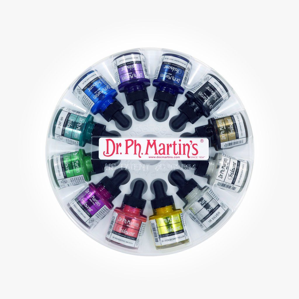 Dr. Ph. Martin's Iridescent Calligraphy Colors - 12 x 30 ml Bottles - Set 1