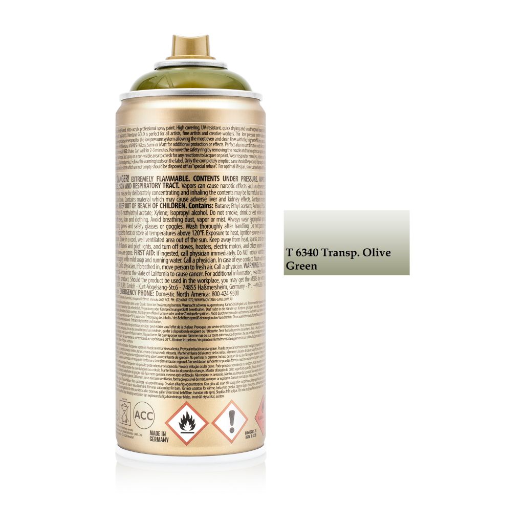 Montana Gold Acrylic Professional Spray Paint - 400 ML Can - Transparent Olive Green (T 6340)