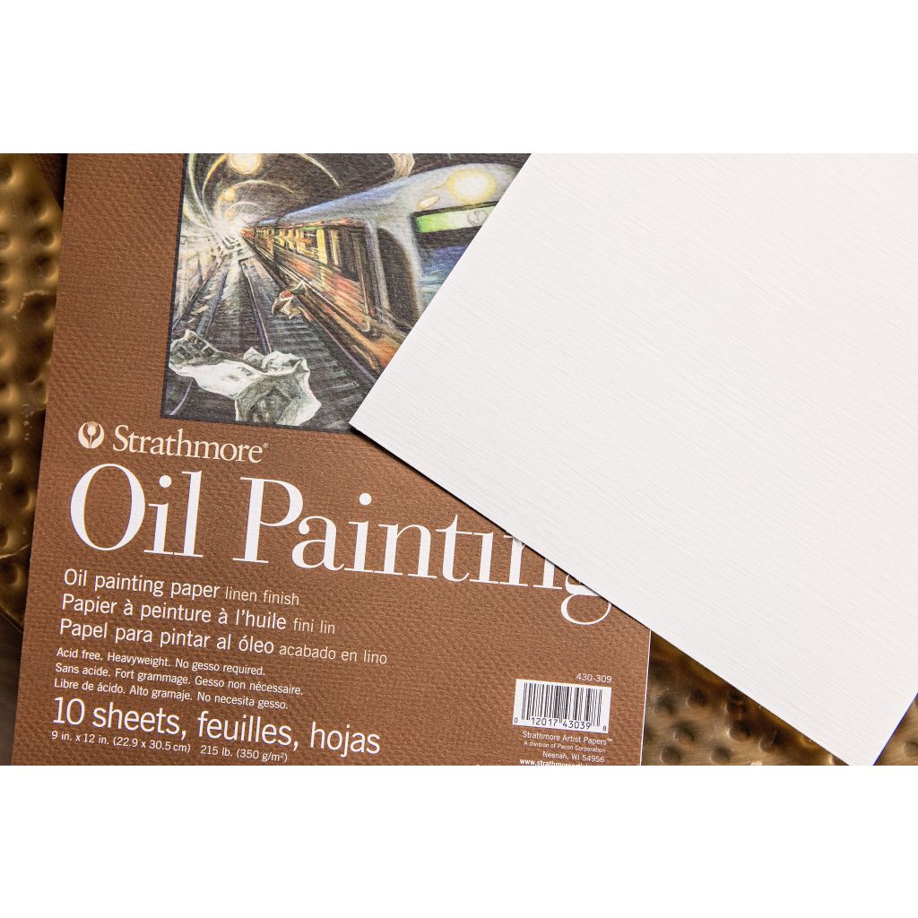 Strathmore 400 Series Oil Painting 9'' x 12'' Off- White Linen 350 GSM Short Side Glue Pad of 10 Sheets