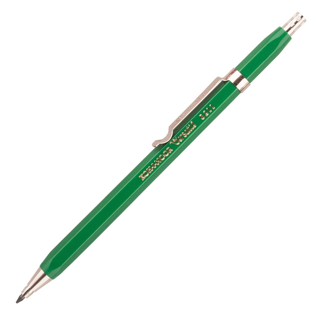 Koh-i-noor 5211 Versatil Mechanical Clutch Pencil / Leadholder - 2.0 MM - Green Plastic Body With Metal Clip