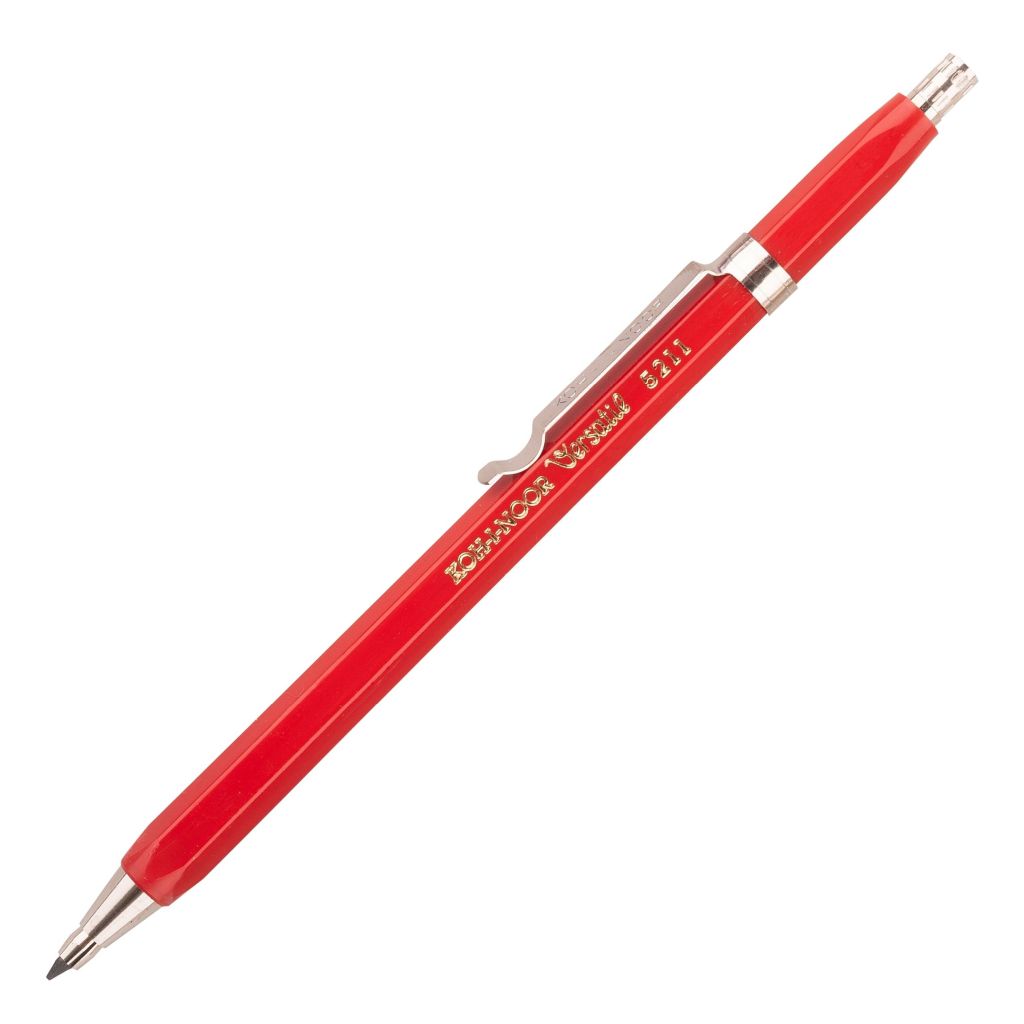 Koh-i-noor 5211 Versatil Mechanical Clutch Pencil / Leadholder - 2.0 MM - Red Plastic Body With Metal Clip