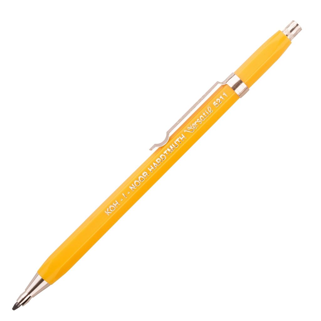 Koh-i-noor 5211 Versatil Mechanical Clutch Pencil / Leadholder - 2.0 MM - Yellow Plastic Body With Metal Clip