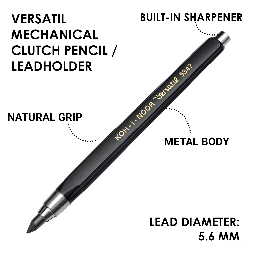 Koh-i-noor 5347 Versatil Mechanical Clutch Pencil - 5.6 MM - Black