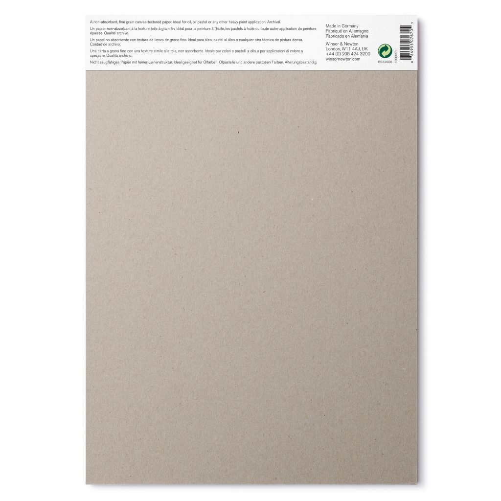 Winsor & Newton Oil Paper - Canvas Texture 230 GSM - A4 (21 cm x 29.7 cm or 8'' x 12'') Natural White Short Side Glued Pad of 10 Sheets