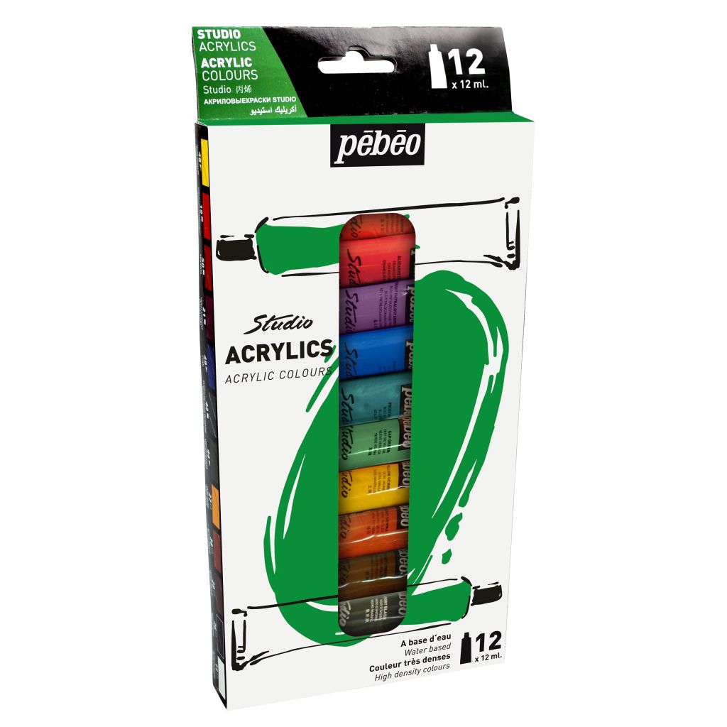 Set Studio Acrylics Pébéo - 32 tubes de peinture acrylique fine