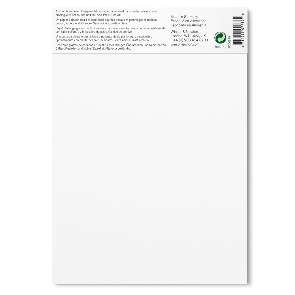 Winsor & Newton Drawing Paper - Smooth Grain 220 GSM - A5 (14.8 cm x 21 cm or 5.8'' x 8.3'') Natural White Short Side Glued Pad of 25 Sheets