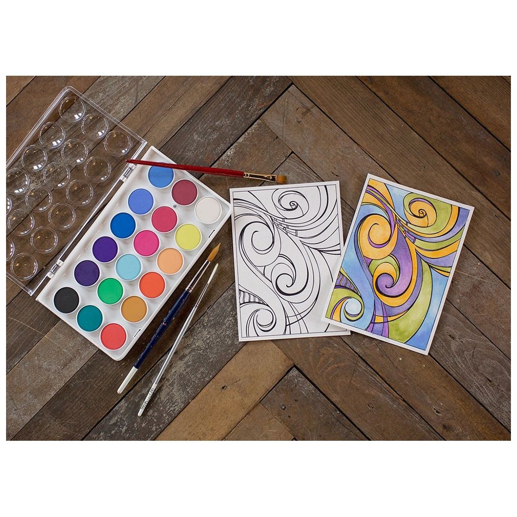 Strathmore Designs For Watercoloring - Abstract 5'' x 7'' Natural White Fine Grain 300 GSM Short Side Glue Pad of 8 Sheets