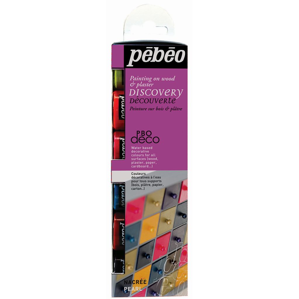 Pebeo Deco Wood Paint - 6 x 20 ml - Pearl Discovery Set of 6 colours