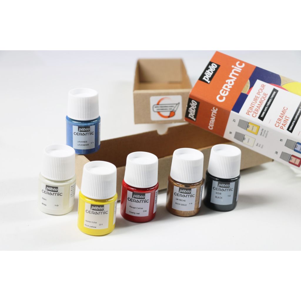 Pebeo Ceramic Mixed Media Paint - 6 x 20 ML - Assorted Initiation Set