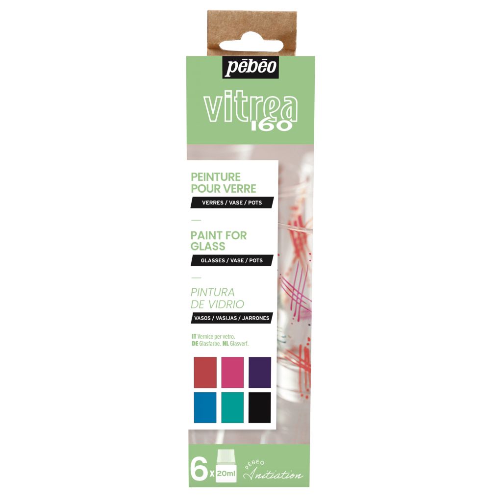 Pebeo Vitrea 160 Glossy Glass Paint - 6 x 20 ML - Initiation Gloss Set 2