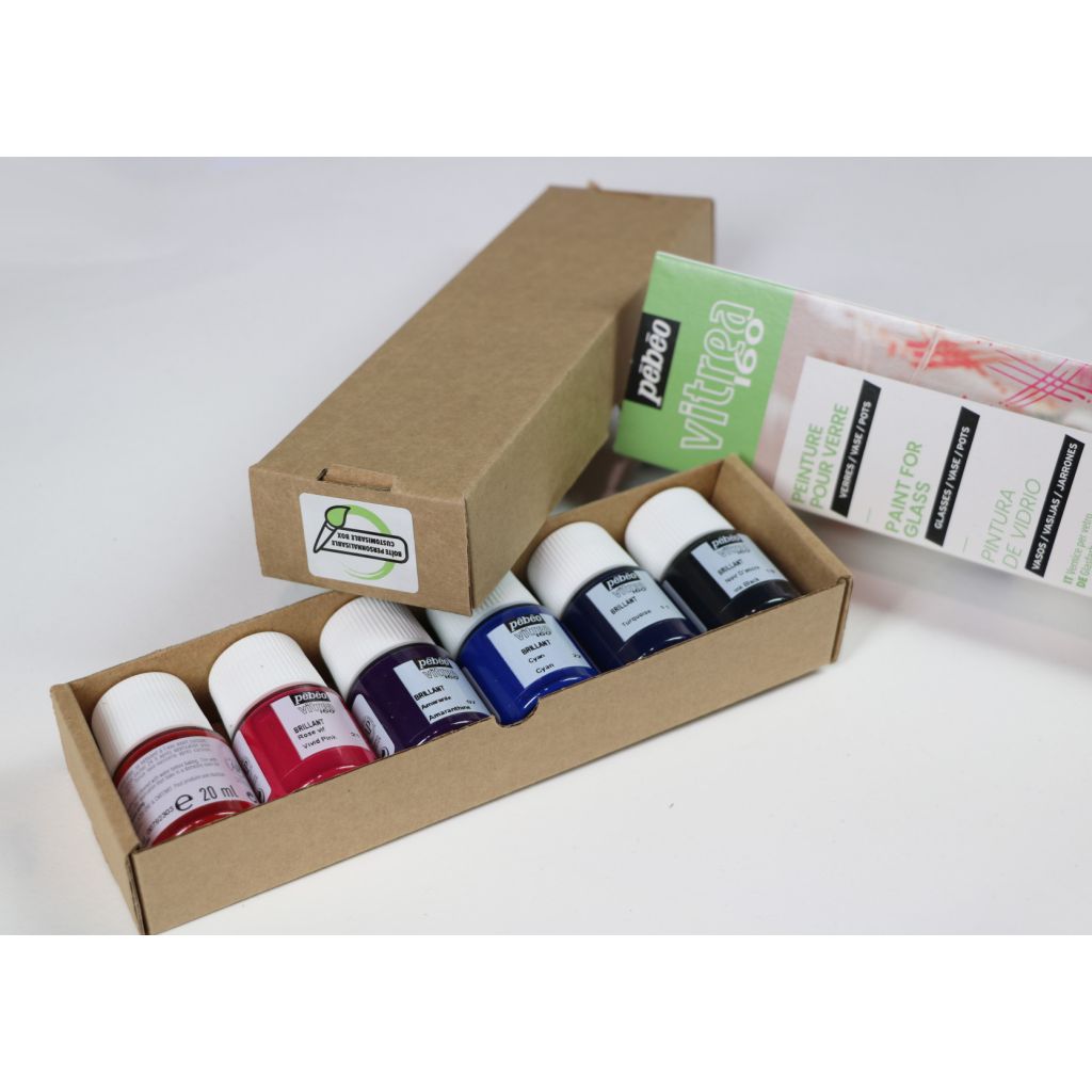 Pebeo Vitrea 160 Glossy Glass Paint - 6 x 20 ML - Initiation Gloss Set 2