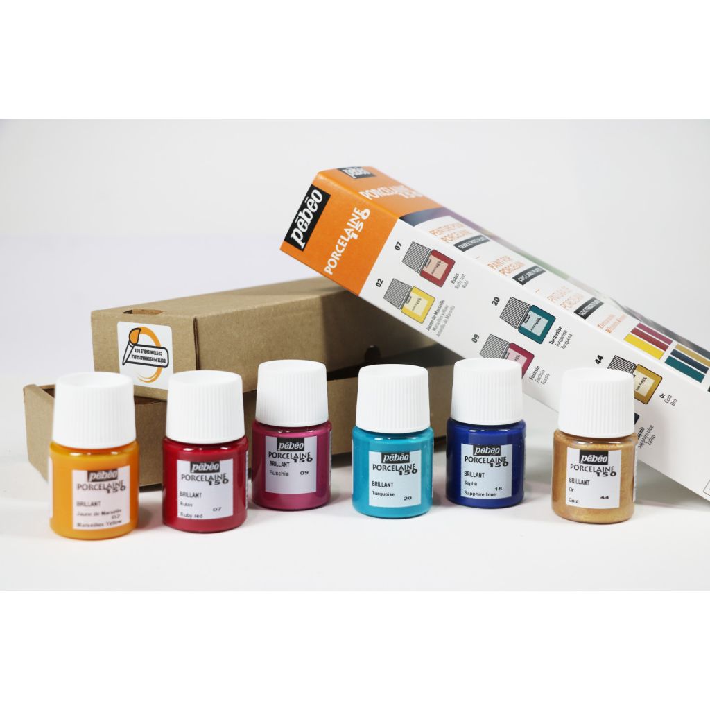 Pebeo Porcelaine 150 Ceramic Paint - Gloss Colours 6 x 20 ML  - Initiation Set 2