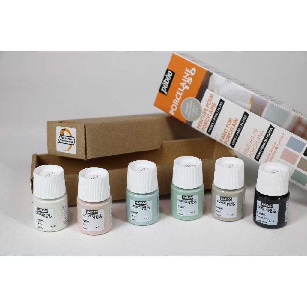 Pebeo Porcelaine 150 Ceramic Paint - Chalk Colours 6 x 20 ML  - Initiation Set