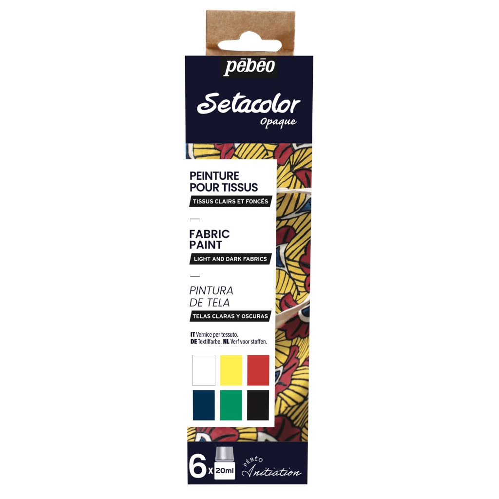 Pebeo Setacolor Opaque Fabric Paint - 6 x 20 ML - Initiation Set