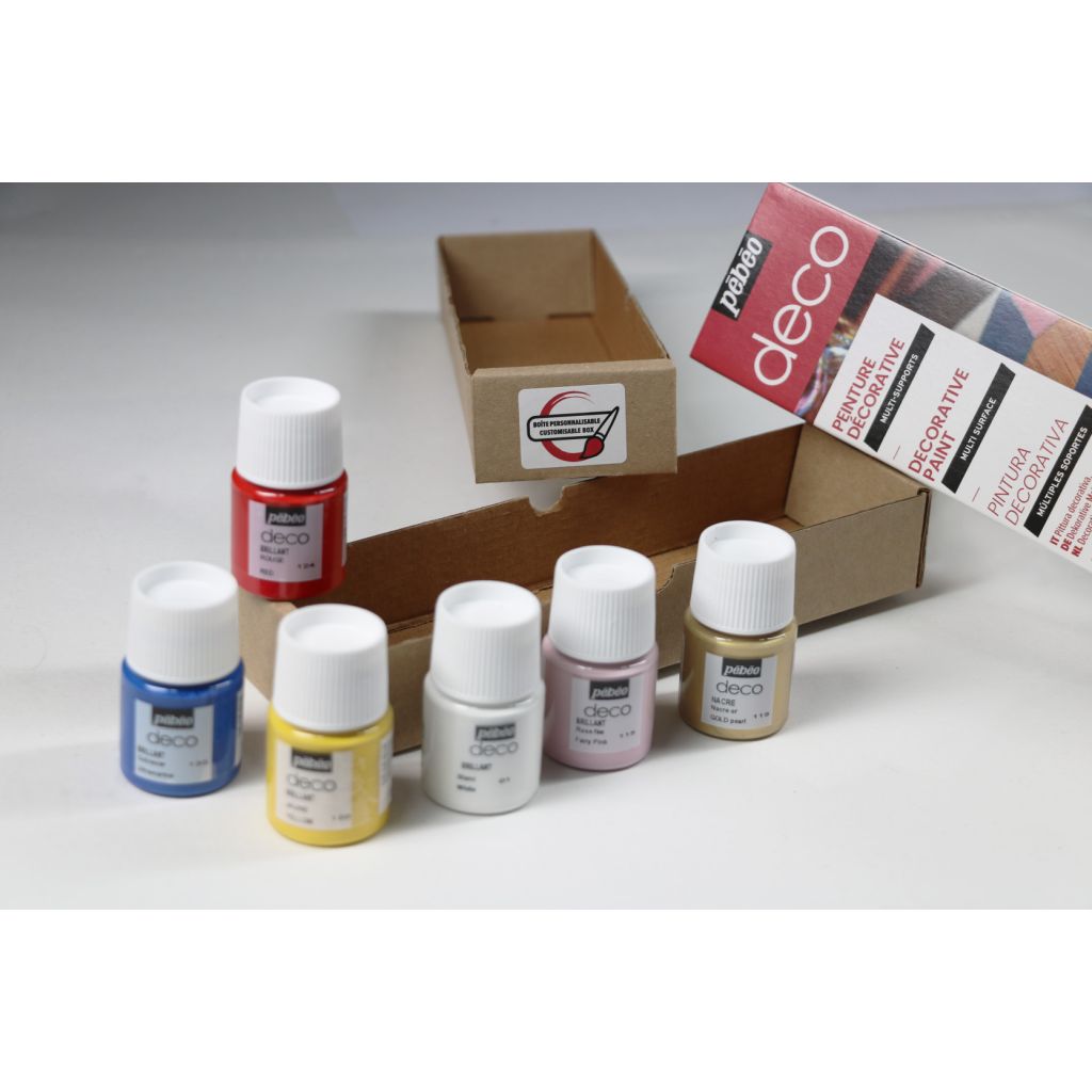 Pebeo Deco Wood Paint - 6 x 20 ml - Gloss Initiation Set of 6 colours