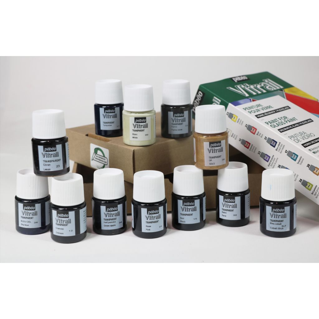 Pebeo Vitrail Glass Paint - 12 x 20 ML - Exploration Set