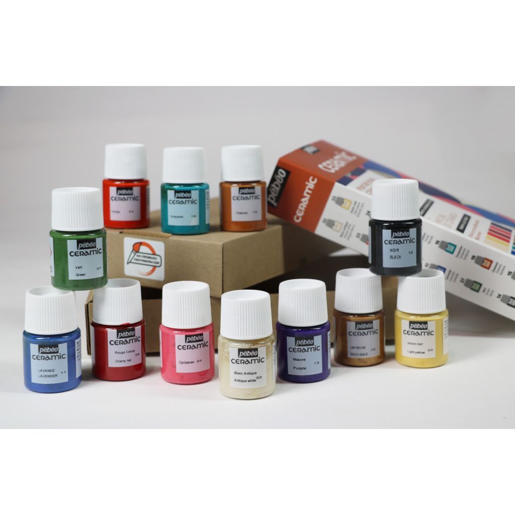 Pebeo Ceramic Mixed Media Paint - 12 x 20 ML - Assorted Exploration Set 