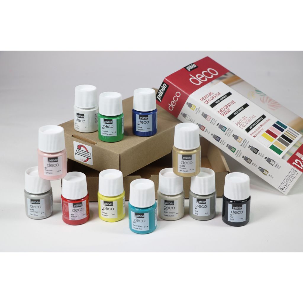 Pebeo Deco Wood Paint - 12 x 20 ml - Matt Exploration Set of 12 colours