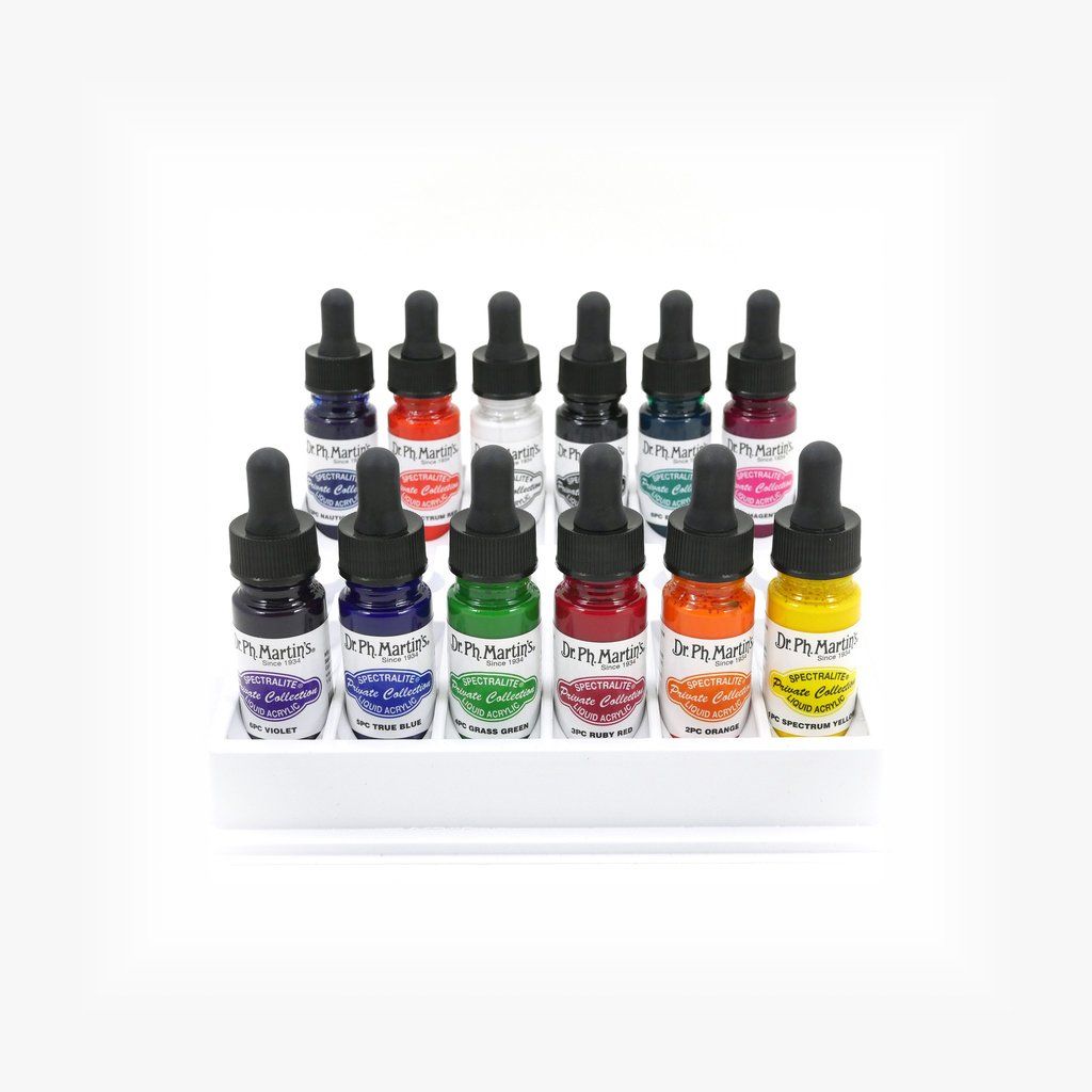 Dr. Ph. Martin's Spectralite Private Collection Liquid Acrylics Paint - 12 x 15 ml Bottles - Set 1