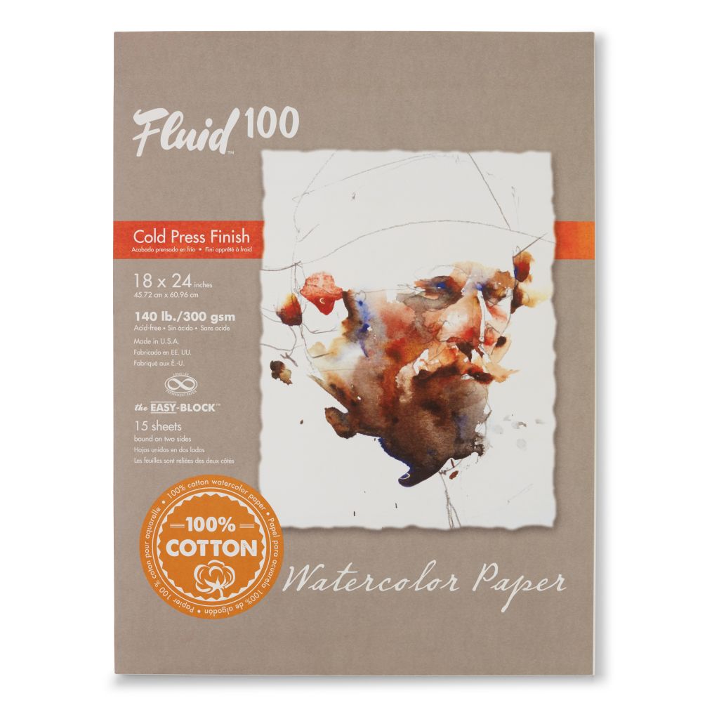 Speedball Fluid 100 Watercolour Paper - Cold Press 300 GSM - 45.72 cm x 60.96 cm or 18