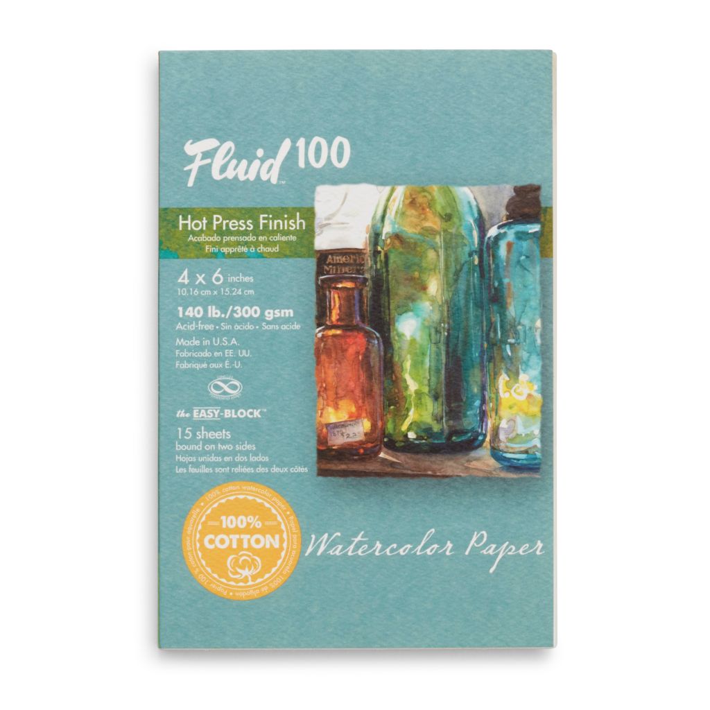 Speedball Fluid 100 Watercolour Paper - Hot Press 300 GSM - 10.16 cm x 15.24 cm or 4