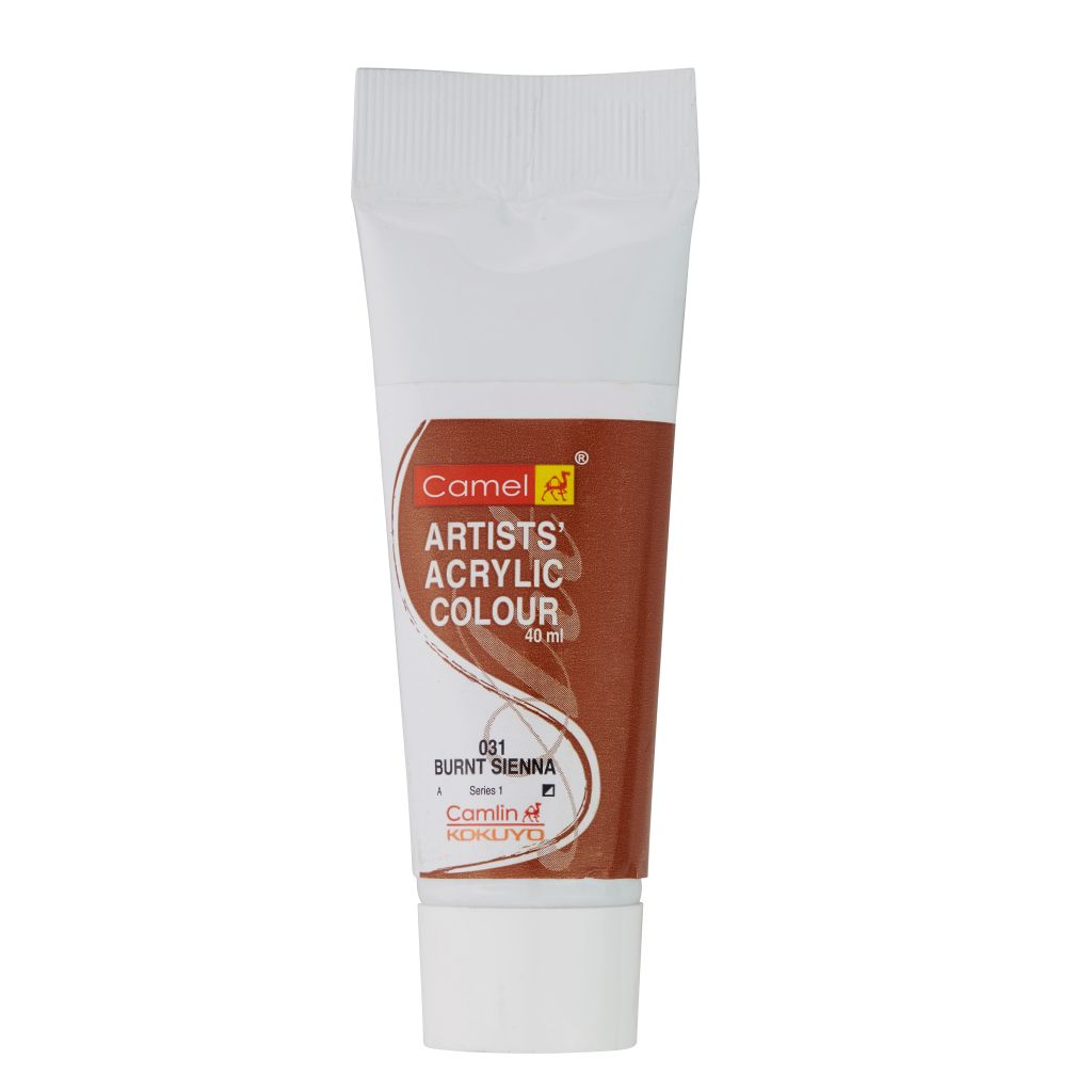 Camel Artists' Acrylic Colour - Burnt Sienna (031) - Tube of 40 ML