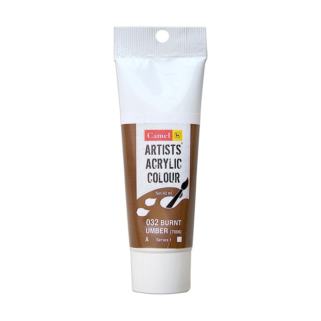 Camel Artists' Acrylic Colour - Burnt Umber (032) - Tube of 40 ML