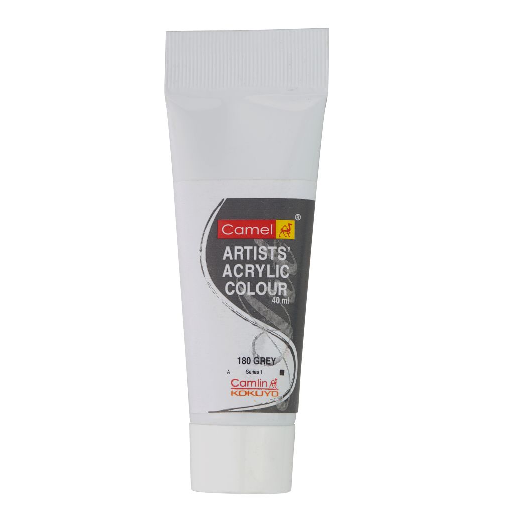 Camel Artists' Acrylic Colour - Grey (180) - Tube of 40 ML