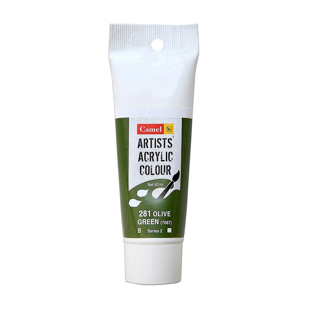 Camel Artists' Acrylic Colour - Olive Green (281) - Tube of 40 ML