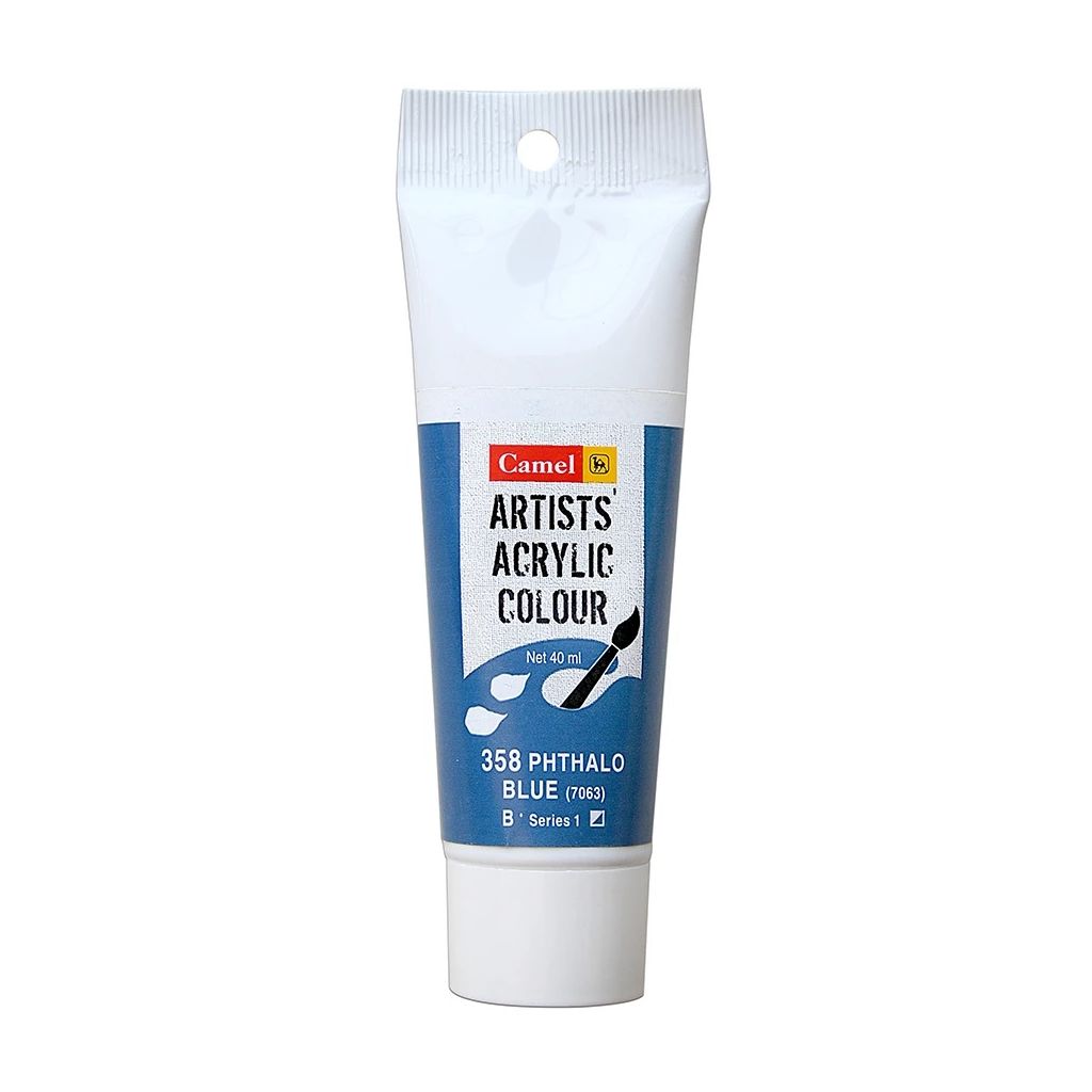 Camel Artists' Acrylic Colour - Phthalo Blue (358) - Tube of 40 ML