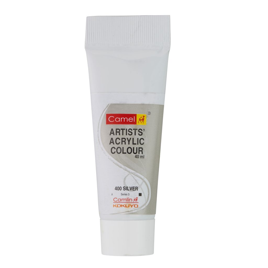 Camel Artists' Acrylic Colour - Silver (400) - Tube of 40 ML