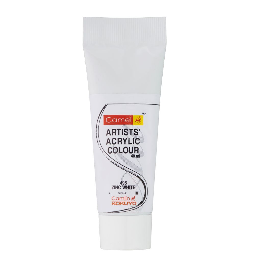 Camel Artists' Acrylic Colour - Zinc White (496) - Tube of 40 ML