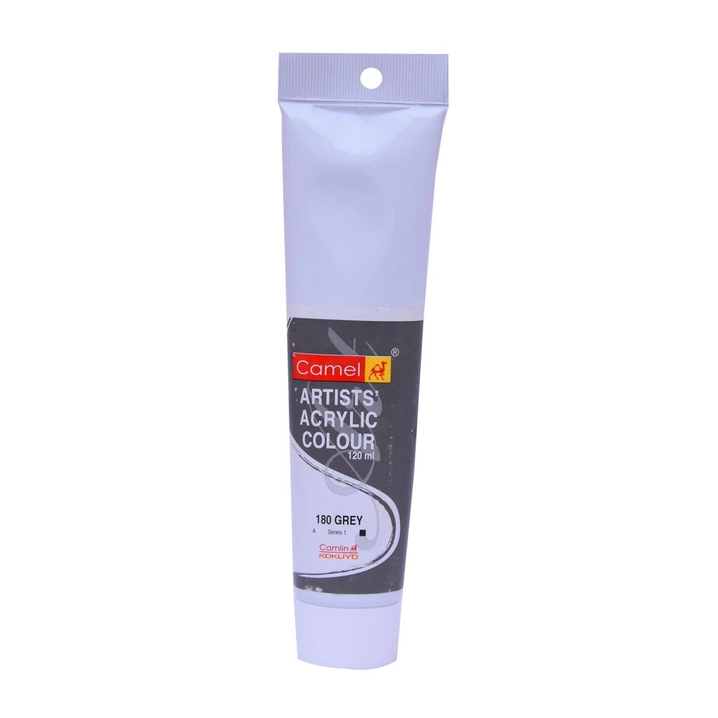 Camel Artists' Acrylic Colour - Grey (180) - Tube of 120 ML