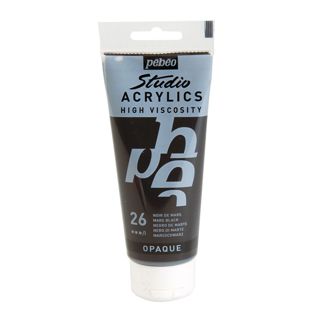 Pebeo High Viscosity Studio Acrylics - Mars Black (26) - Tube of 100 ML