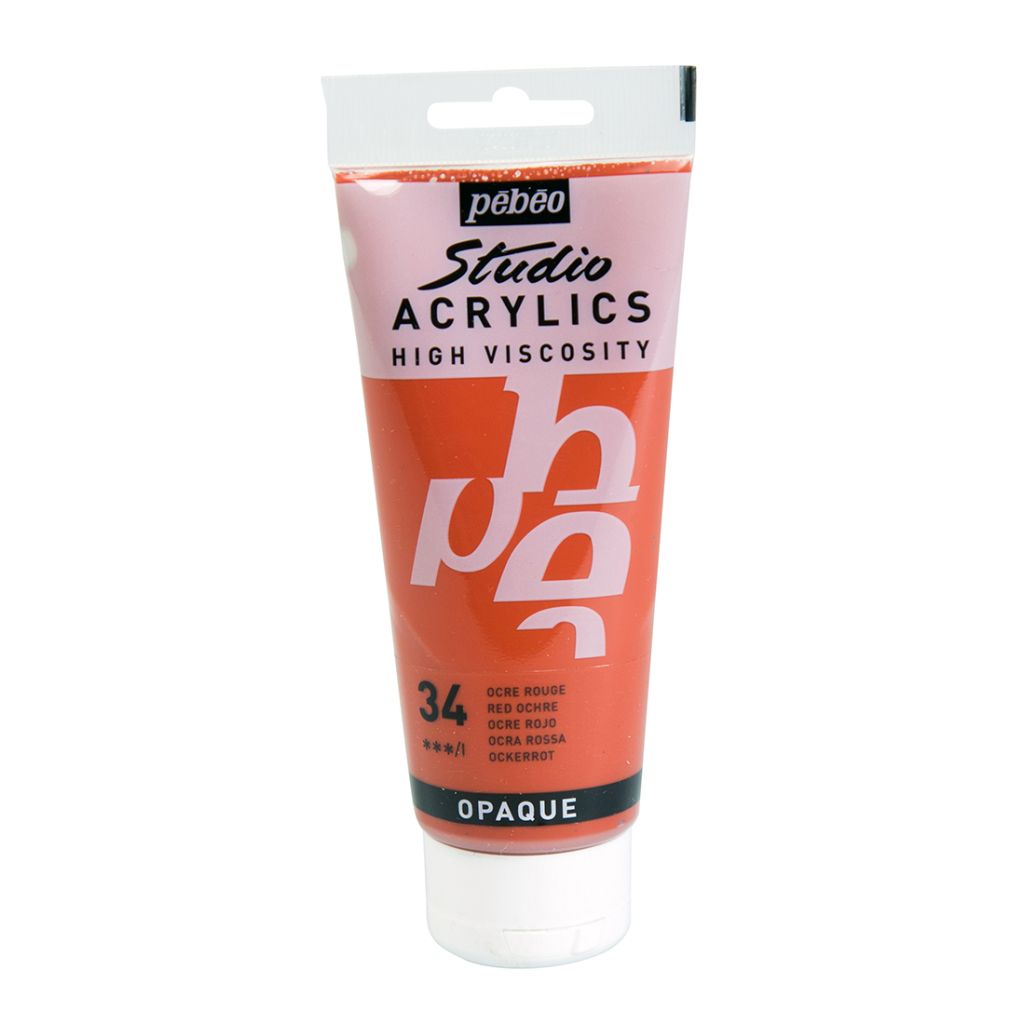 Pebeo High Viscosity Studio Acrylics - Red Ochre (34) - Tube of 100 ML