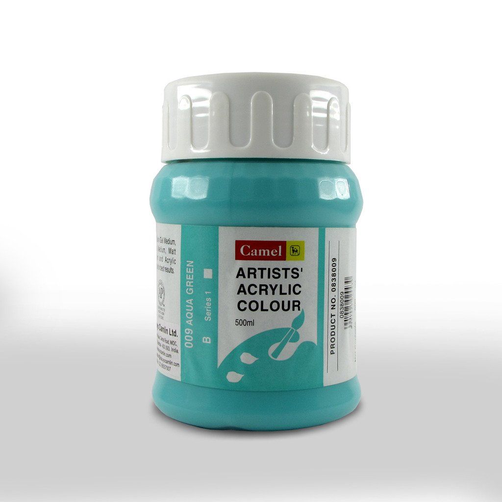 Camel Artists' Acrylic Colour - Aqua Green (009) - Jar of 500 ML