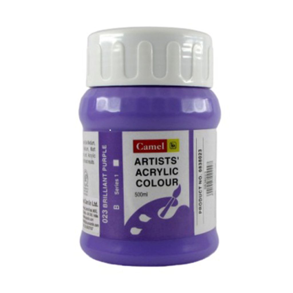 Camel Artists' Acrylic Colour - Brilliant Purple (023) - Jar of 500 ML