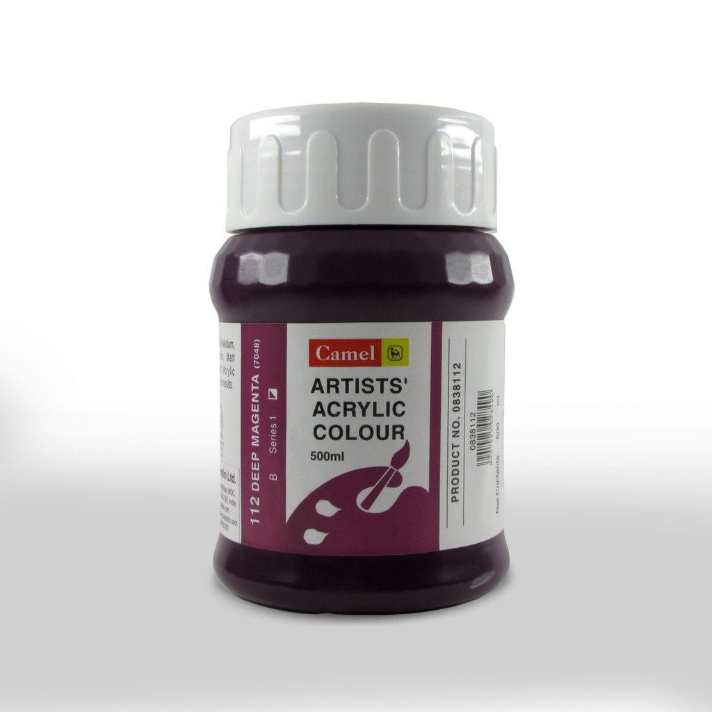 Camel Artists' Acrylic Colour - Deep Magenta (112) - Jar of 500 ML