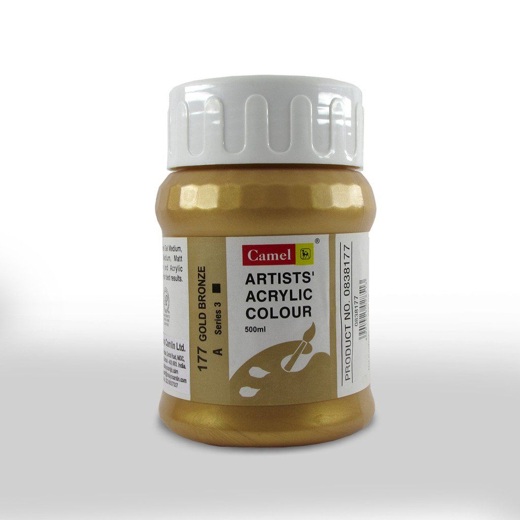 Camel Artists' Acrylic Colour - Gold Bronze (177) - Jar of 500 ML