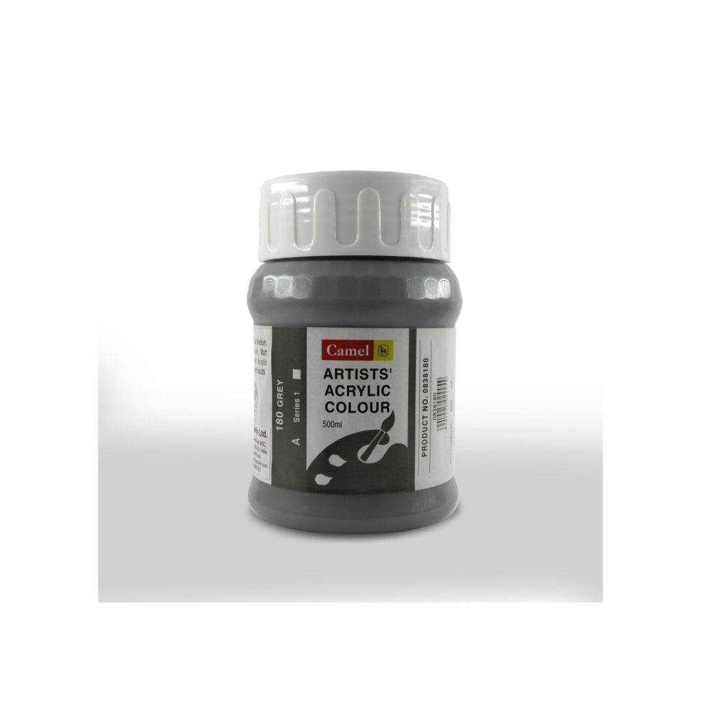 Camel Artists' Acrylic Colour - Grey (180) - Jar of 500 ML