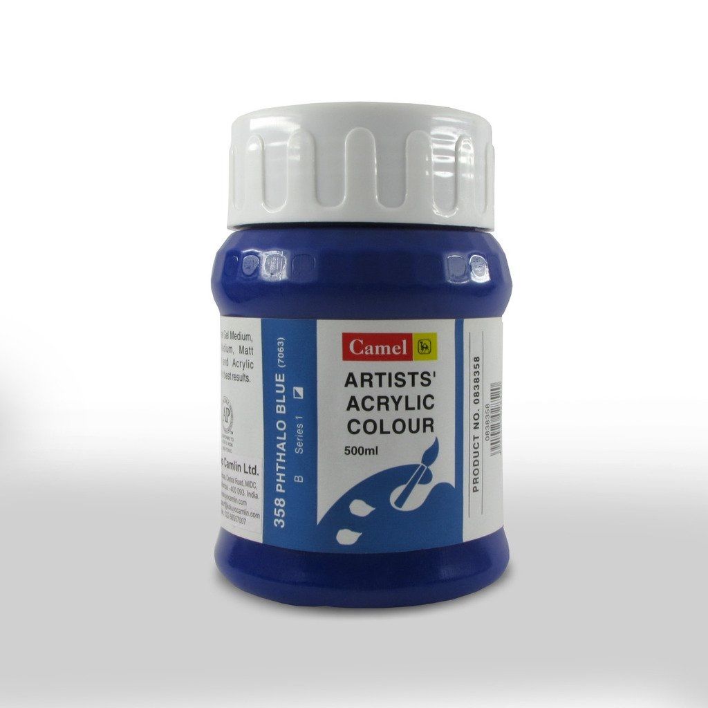 Camel Artists' Acrylic Colour - Phthalo Blue (358) - Jar of 500 ML