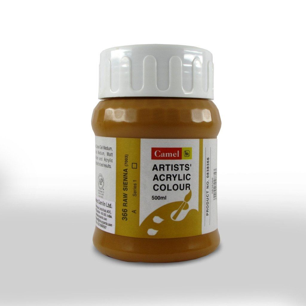 Camel Artists' Acrylic Colour - Raw Sienna (366) - Jar of 500 ML