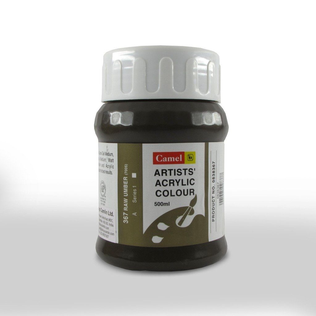 Camel Artists' Acrylic Colour - Raw Umber (367) - Jar of 500 ML