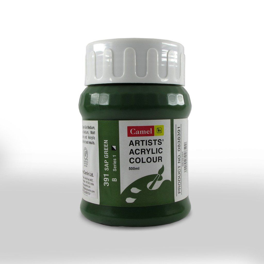 Camel Artists' Acrylic Colour - Sap Green (391) - Jar of 500 ML