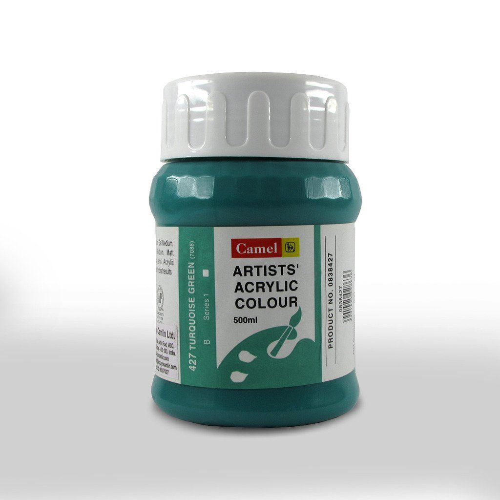 Camel Artists' Acrylic Colour - Turquoise Green (427) - Jar of 500 ML