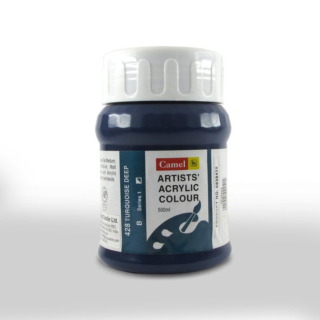 Camel Artists' Acrylic Colour - Turquoise Deep (428) - Jar of 500 ML